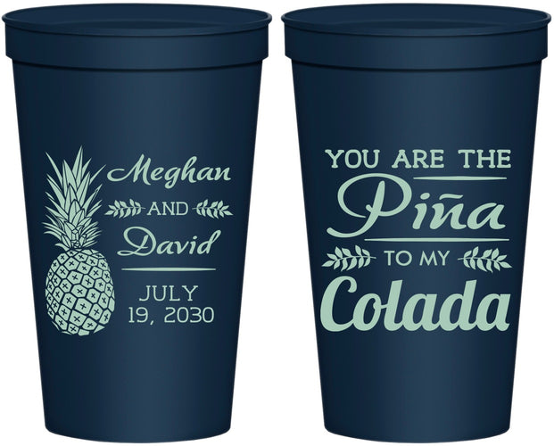 Personalized Wedding 22 oz Stadium Cups - Pina Colada | 364