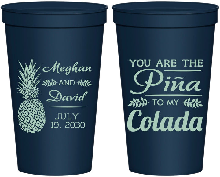 Personalized Wedding 22 oz Stadium Cups - Pina Colada | 364