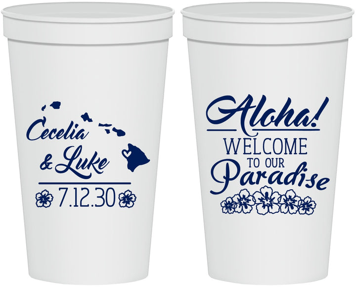 Personalized Wedding 22 oz Stadium Cups - Hawaii | 365