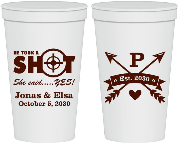 Personalized Wedding 22 oz Stadium Cups - Take A Shot She Said Yes | 370