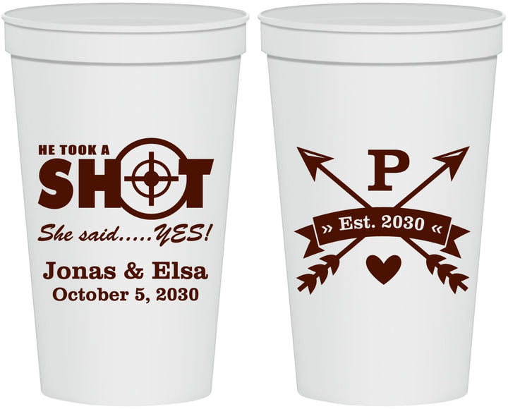 Personalized Wedding 22 oz Stadium Cups - Take A Shot She Said Yes | 370