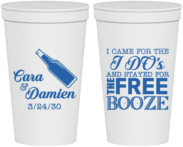 Personalized Wedding 22 oz Stadium Cups - I Do Free Booze | 371