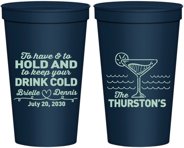 Personalized Wedding 22 oz Stadium Cups - To Have And To Hold | 375