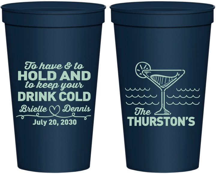 Personalized Wedding 22 oz Stadium Cups - To Have And To Hold | 375