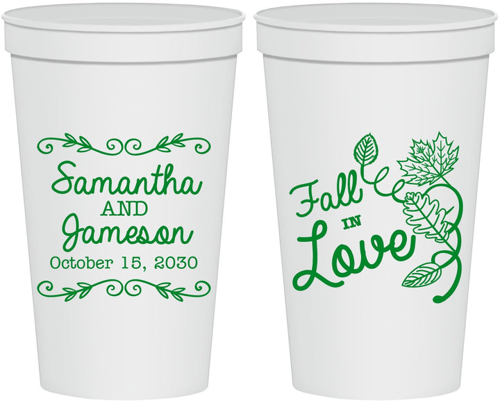 Personalized Wedding 22 oz Stadium Cups - Fall In Love | 377