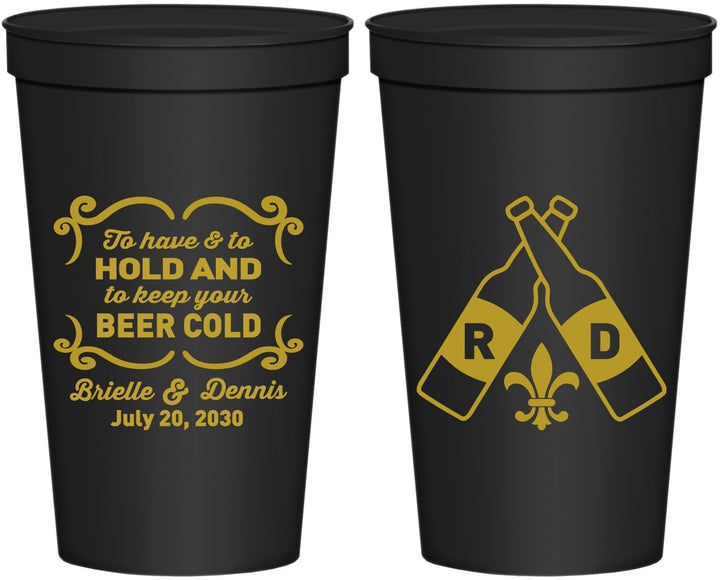 Personalized Wedding 22 oz Stadium Cups - Fleur De Lis | 378