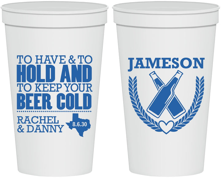 Personalized Wedding 22 oz Stadium Cups - To Have And To Hold | 379