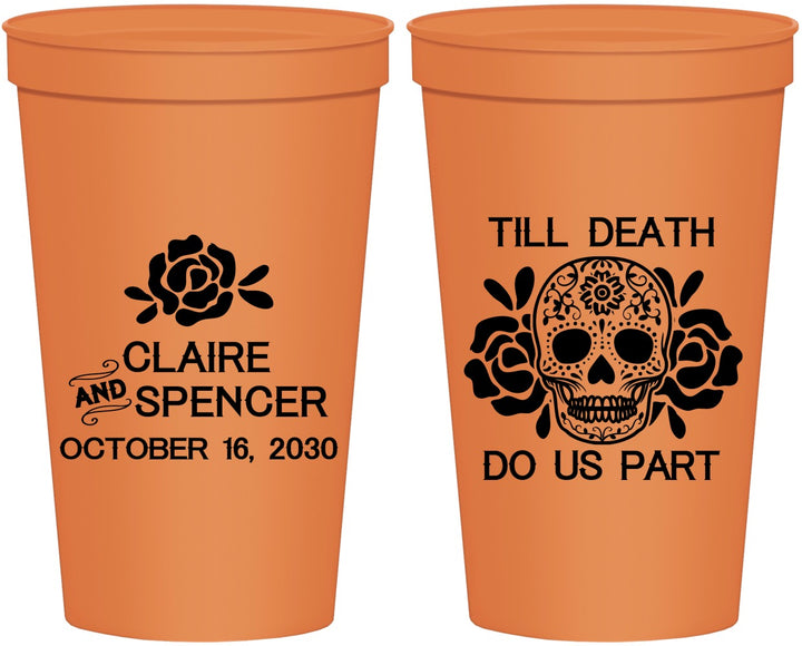 Personalized Wedding 22 oz Stadium Cups - Till Death Do Us Part | 380