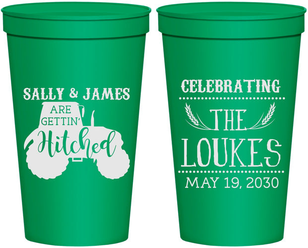 Personalized Wedding 22 oz Stadium Cups - Tractor | 381