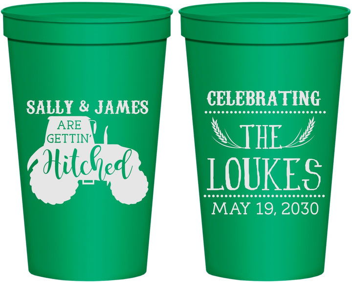 Personalized Wedding 22 oz Stadium Cups - Tractor | 381