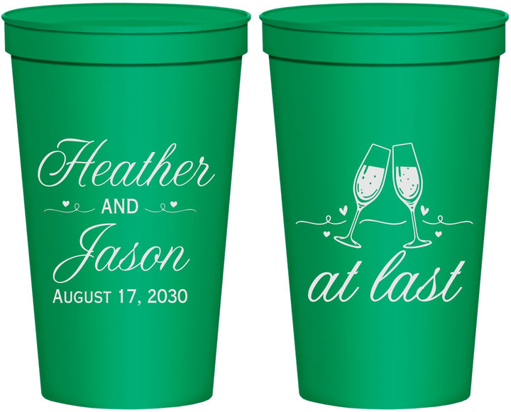Personalized Wedding 22 oz Stadium Cups - At Last | 382