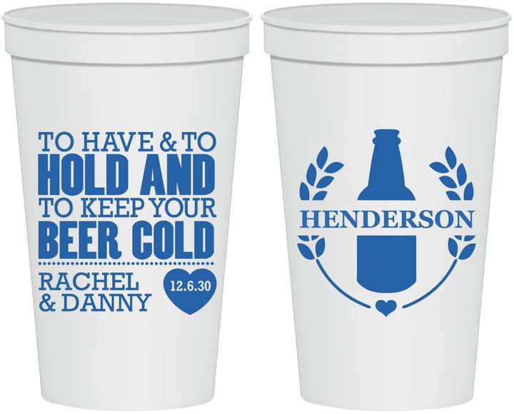 Personalized Wedding 22 oz Stadium Cups - To Have And To Hold | 384