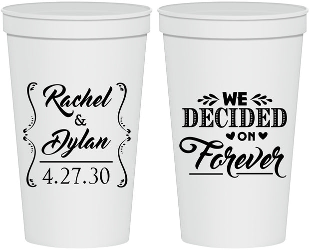 Personalized Wedding 22 oz Stadium Cups - We Decided On Forever | 386