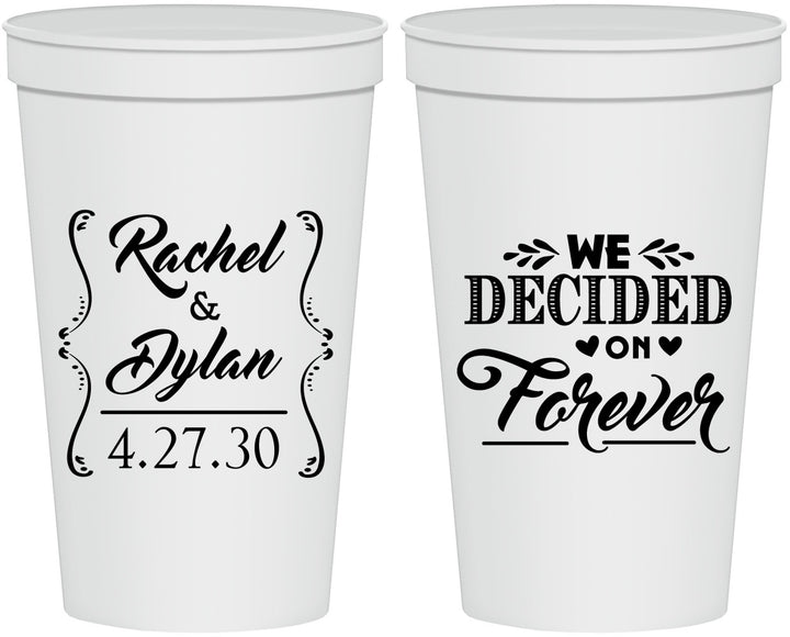 Personalized Wedding 22 oz Stadium Cups - We Decided On Forever | 386
