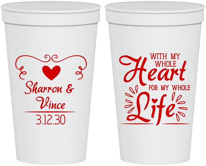 Personalized Wedding 22 oz Stadium Cups - Heart Life | 387