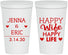 Personalized Wedding 22 oz Stadium Cups - Happy Wife Happy Life | 393