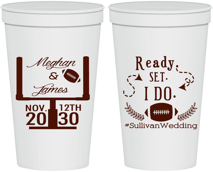 Personalized Wedding 22 oz Stadium Cups - Football | 394