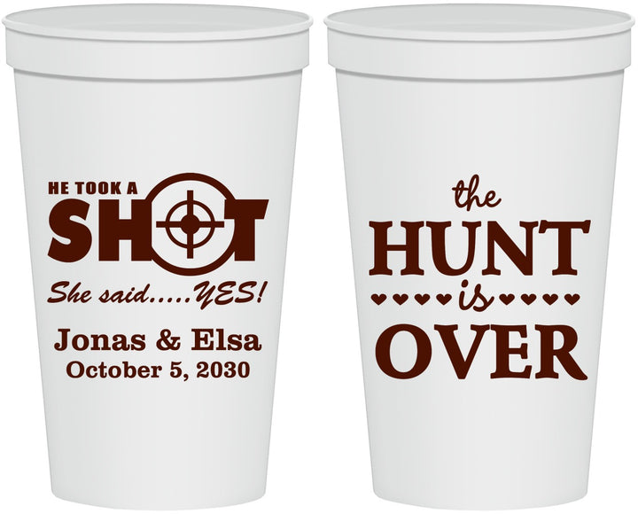 Personalized Wedding 22 oz Stadium Cups - The Hunt Is Over | 400