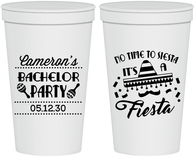 Personalized Bachelor Party 22 oz Stadium Cups - Siesta Fiesta Mexican | 40000