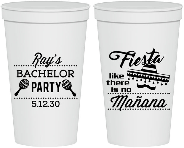 Personalized Bachelor Party 22 oz Stadium Cups - Fiesta No Manana | 40002