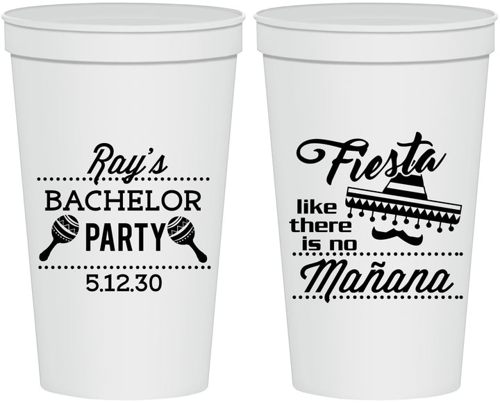 Personalized Bachelor Party 22 oz Stadium Cups - Fiesta No Manana | 40002