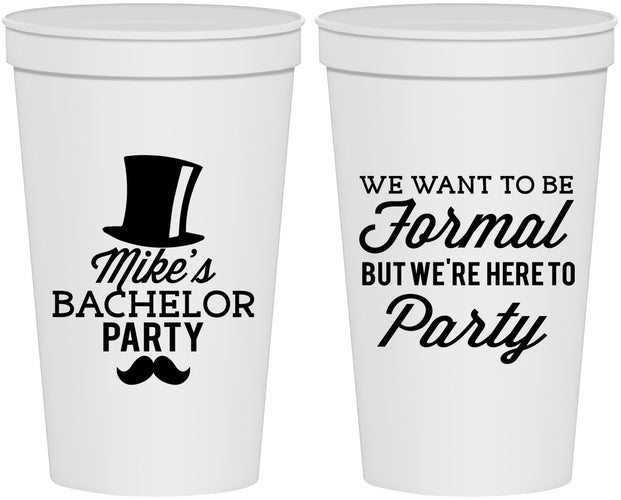 Personalized Bachelor Party 22 oz Stadium Cups - Formal | 40007