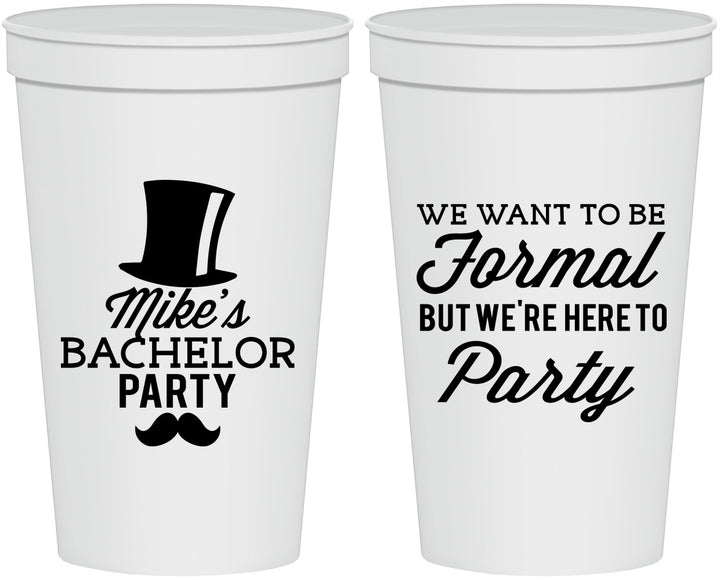 Personalized Bachelor Party 22 oz Stadium Cups - Formal | 40007