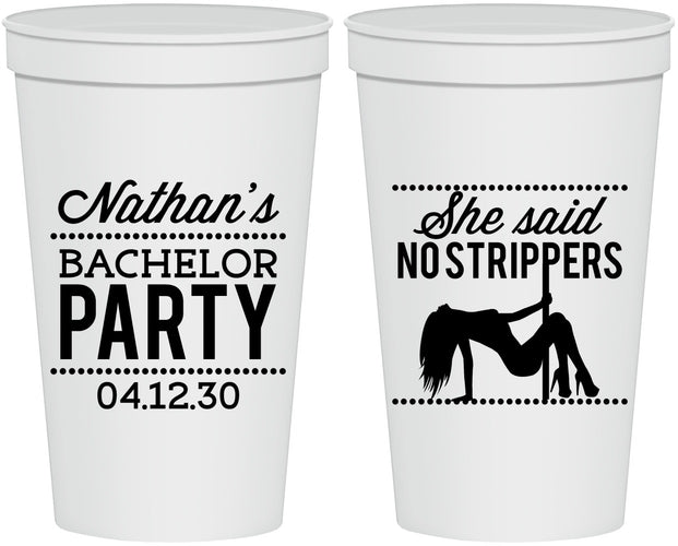 Personalized Bachelor Party 22 oz Stadium Cups - Strip Club | 40008