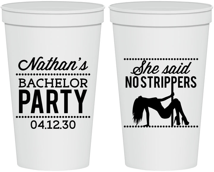Personalized Bachelor Party 22 oz Stadium Cups - Strip Club | 40008