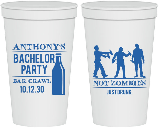 Personalized Bachelor Party 22 oz Stadium Cups - Bar Crawl | 40010