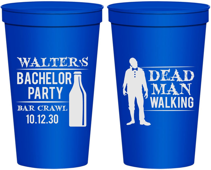 Personalized Bachelor Party 22 oz Stadium Cups - Dead Man Walking | 40011