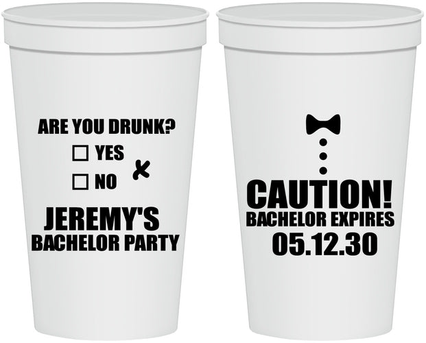 Personalized Bachelor Party 22 oz Stadium Cups - Caution Expires On | 40013