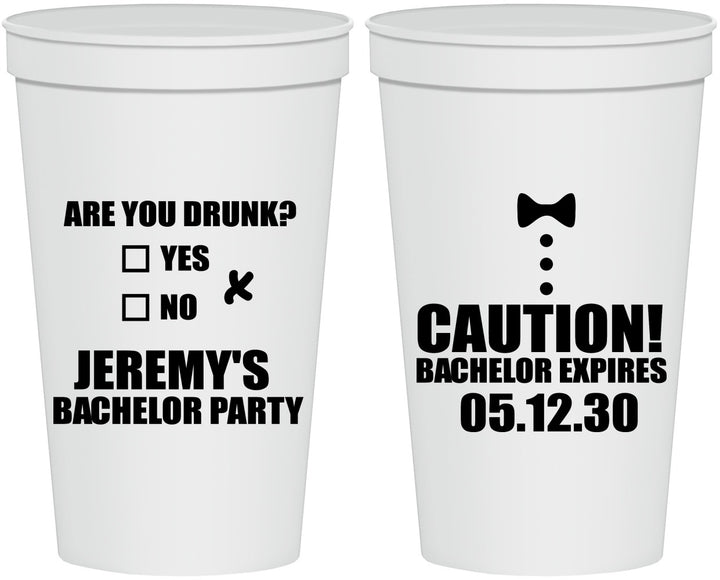 Personalized Bachelor Party 22 oz Stadium Cups - Caution Expires On | 40013
