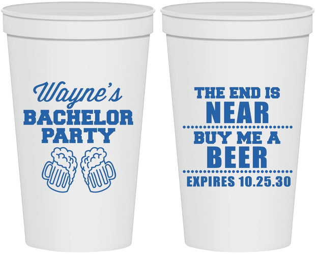 Personalized Bachelor Party 22 oz Stadium Cups - Beer | 40014
