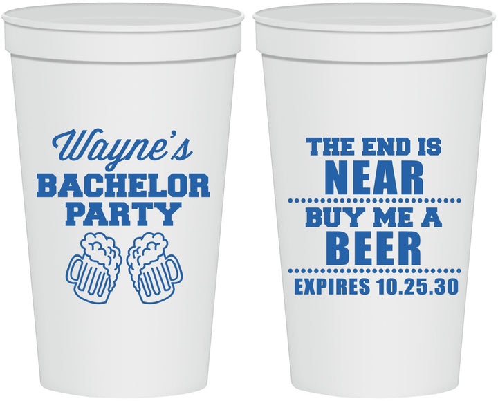 Personalized Bachelor Party 22 oz Stadium Cups - Beer | 40014