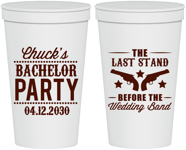 Personalized Bachelor Party 22 oz Stadium Cups - Last Stand Wedding Bands | 40015