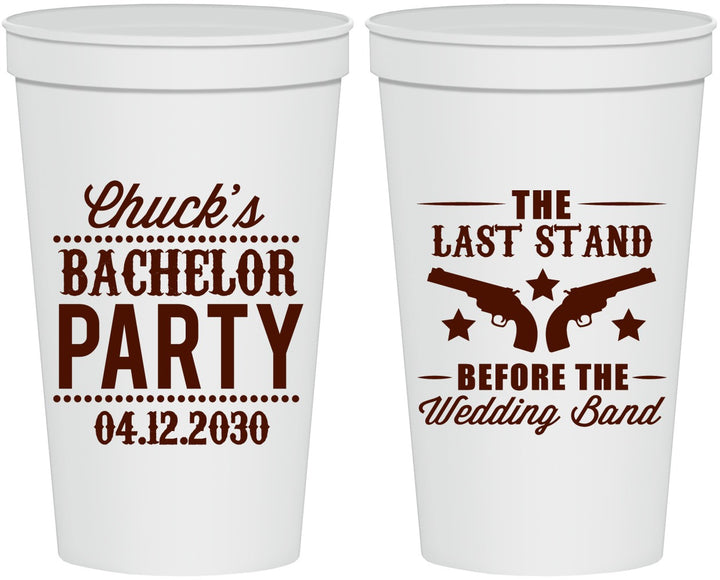 Personalized Bachelor Party 22 oz Stadium Cups - Last Stand Wedding Bands | 40015