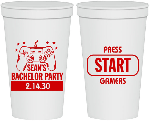 Personalized Bachelor Party 22 oz Stadium Cups - Video Games | 40018