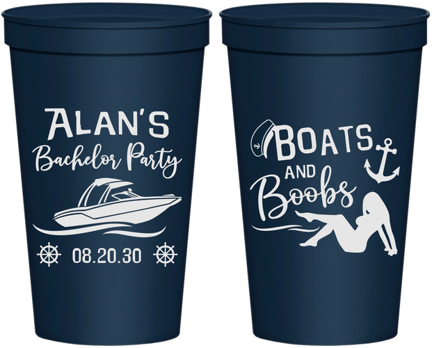 Personalized Bachelor Party 22 oz Stadium Cups - Nautical Boats | 40021