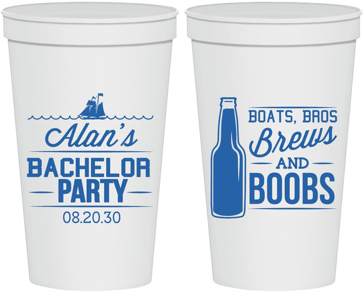 Personalized Bachelor Party 22 oz Stadium Cups - Brews And Boobs | 40022
