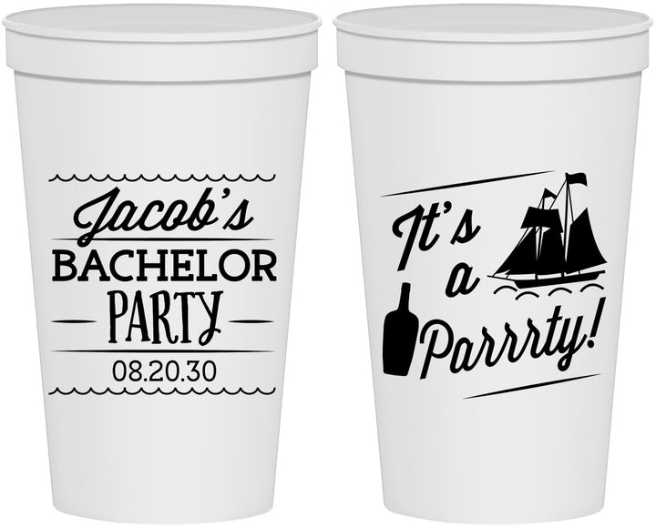 Personalized Bachelor Party 22 oz Stadium Cups - Boat | 40023