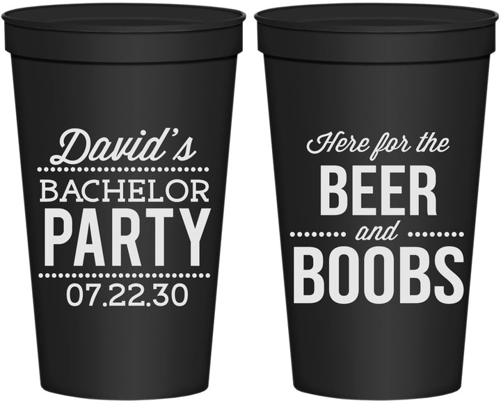 Personalized Bachelor Party 22 oz Stadium Cups - Beer And Boobs | 40027