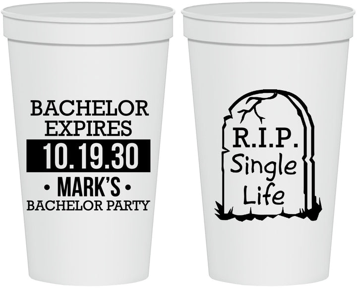 Personalized Bachelor Party 22 oz Stadium Cups - Rip Single Life | 40028