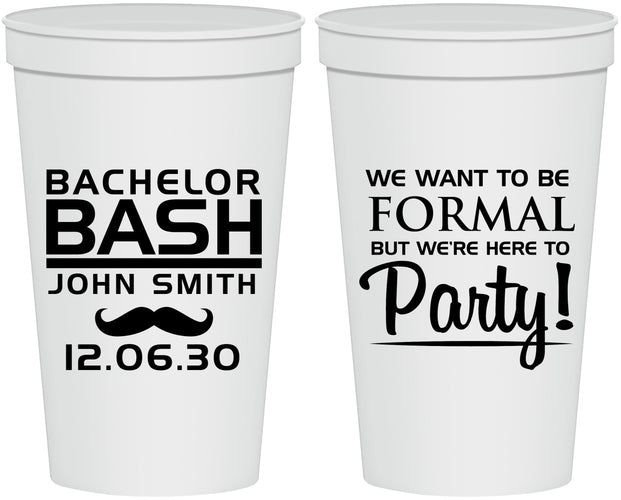 Personalized Bachelor Party 22 oz Stadium Cups - Formal | 40030