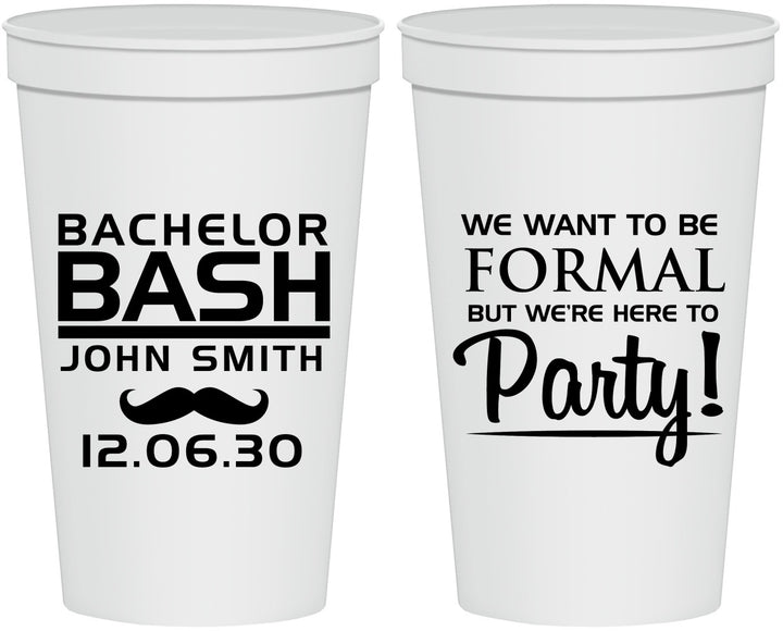 Personalized Bachelor Party 22 oz Stadium Cups - Formal | 40030