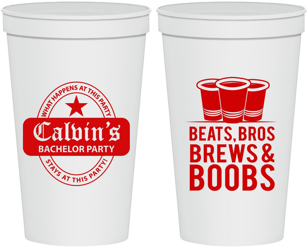 Personalized Bachelor Party 22 oz Stadium Cups - Brews And Boobs | 40031