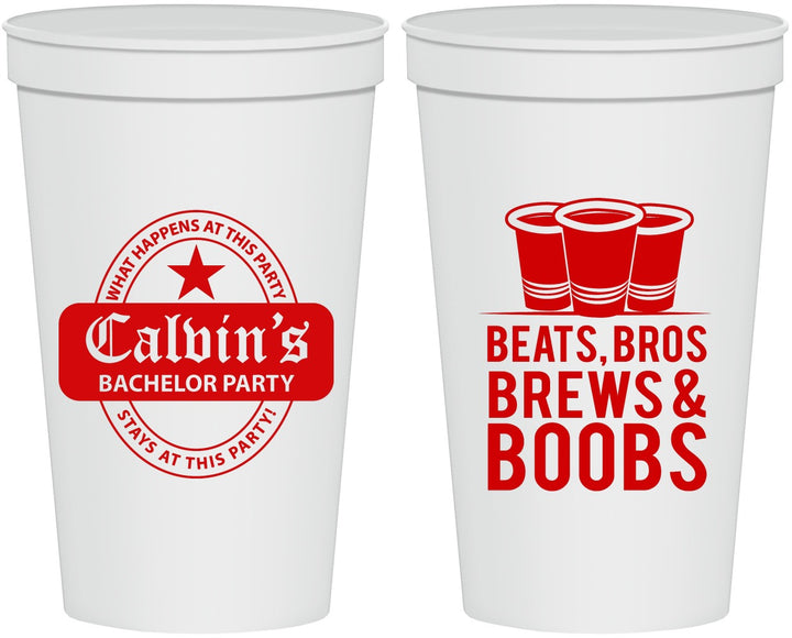Personalized Bachelor Party 22 oz Stadium Cups - Brews And Boobs | 40031