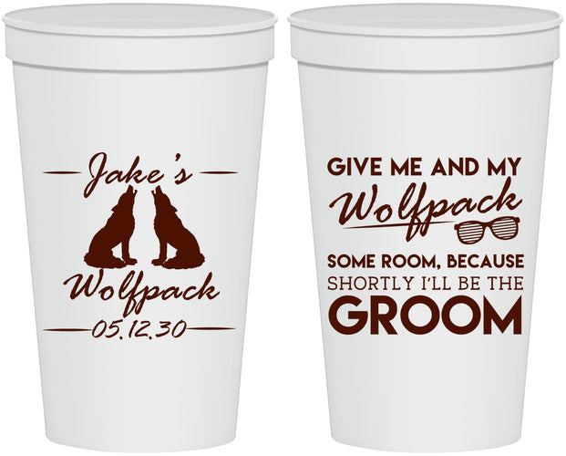 Personalized Bachelor Party 22 oz Stadium Cups - Wolfpack | 40036