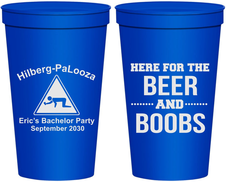 Personalized Bachelor Party 22 oz Stadium Cups - Beer And Boobs | 40040