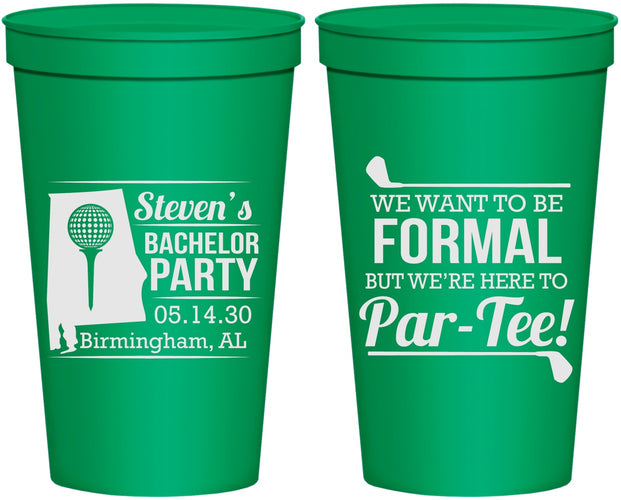 Personalized Bachelor Party 22 oz Stadium Cups - Golf Par Tee | 40043